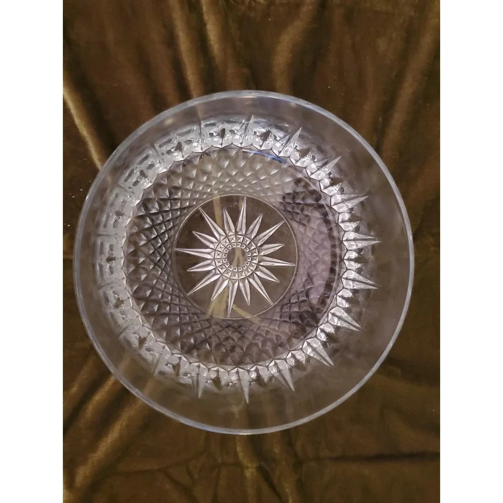 Elcololor France Crystal Bowl‎ Starburst Cut Glass Serving Fruit Salad Bowl